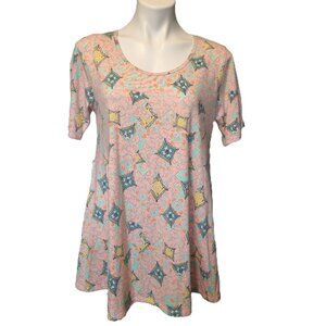❤️ 4/$20 New LuLaRoe Perfect T Women's small top Side slit pink floral pastel